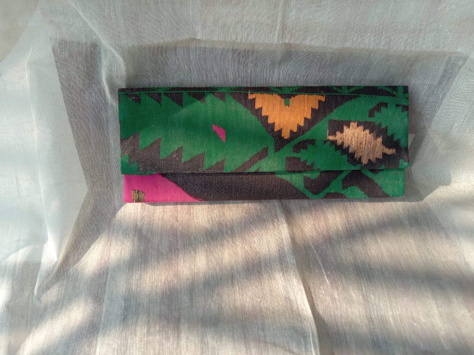 Jamdani Purse (Black With Green)